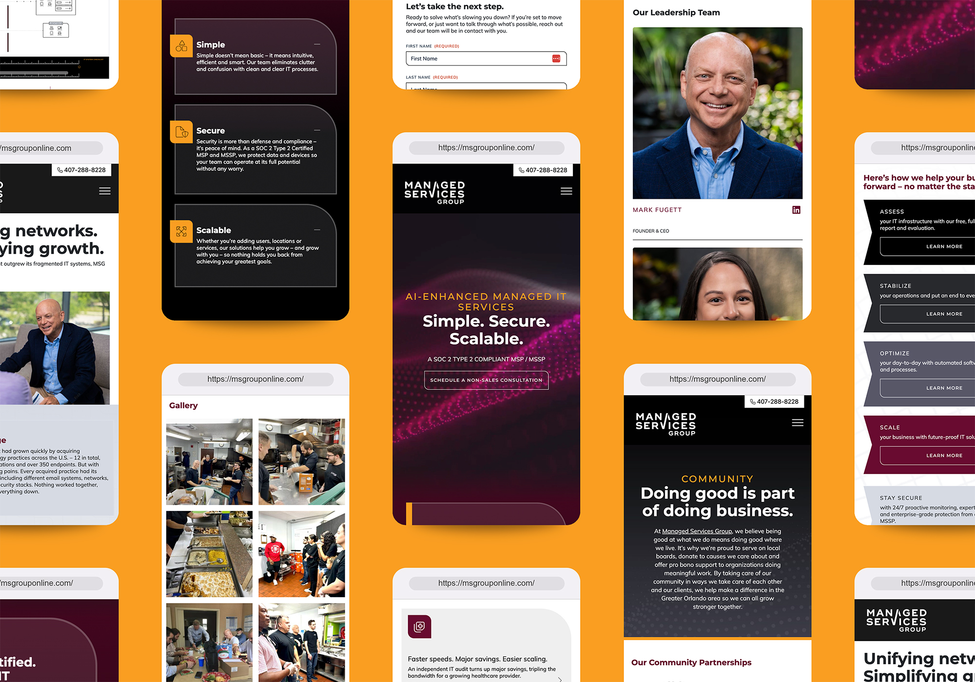 msgrouponline.com Website Mockups on mobile